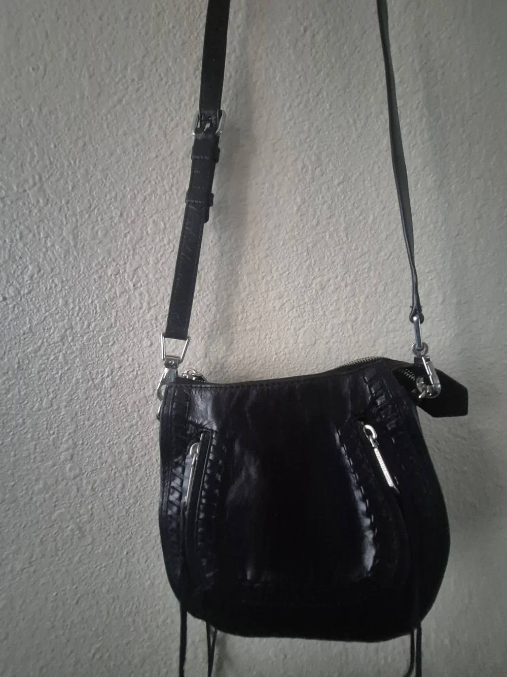 Rebecca Minkoff Black Leather Vanity Saddle Crossbody Bag